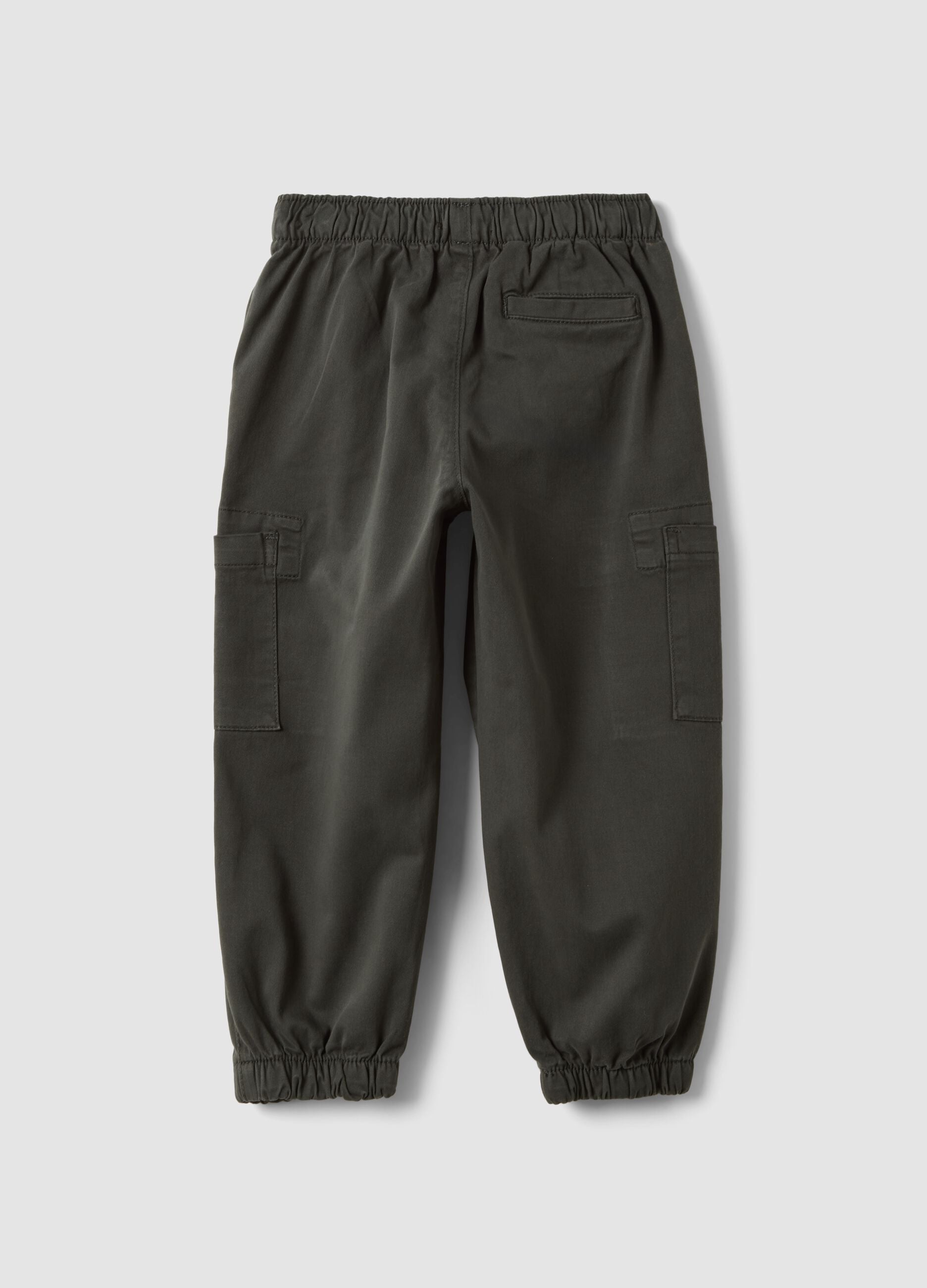 Grey stretch-cotton joggers with cargo pockets
