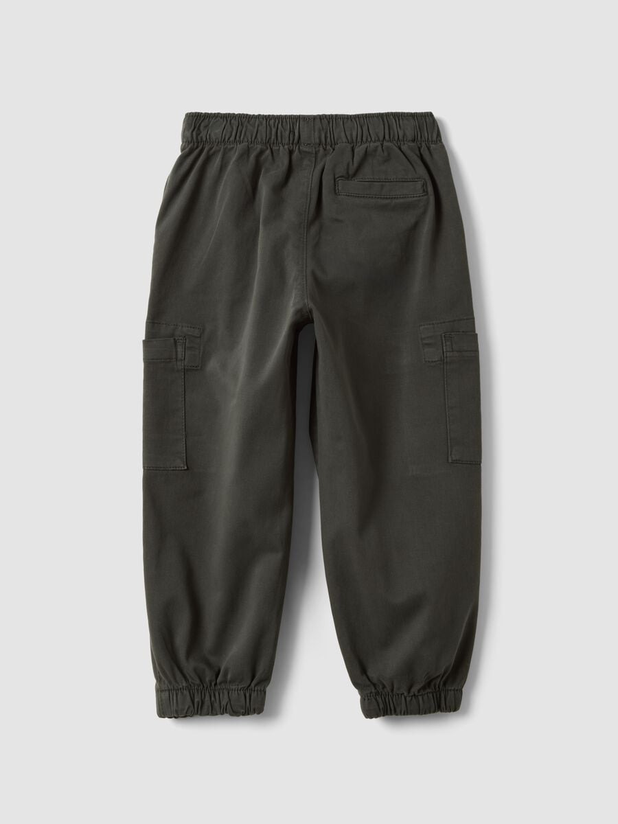 Grey stretch-cotton joggers with cargo pockets_1