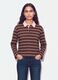 Braunes Polo aus reiner Baumwolle mit Streifen, Langarm, Regular Fit_1