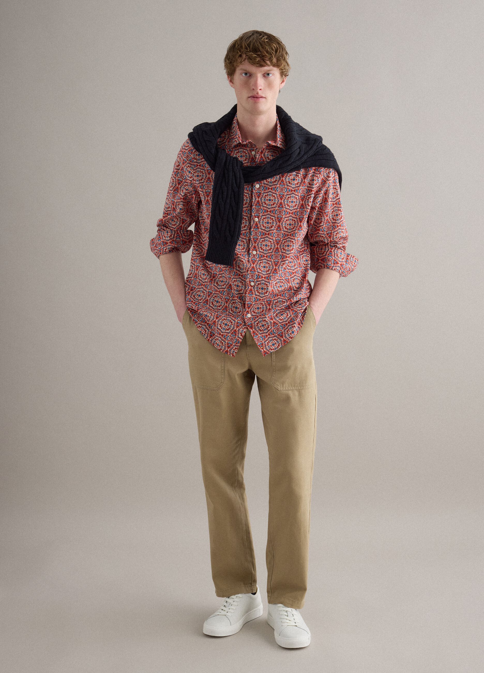 Multicolour pure cotton shirt regular fit with pattern