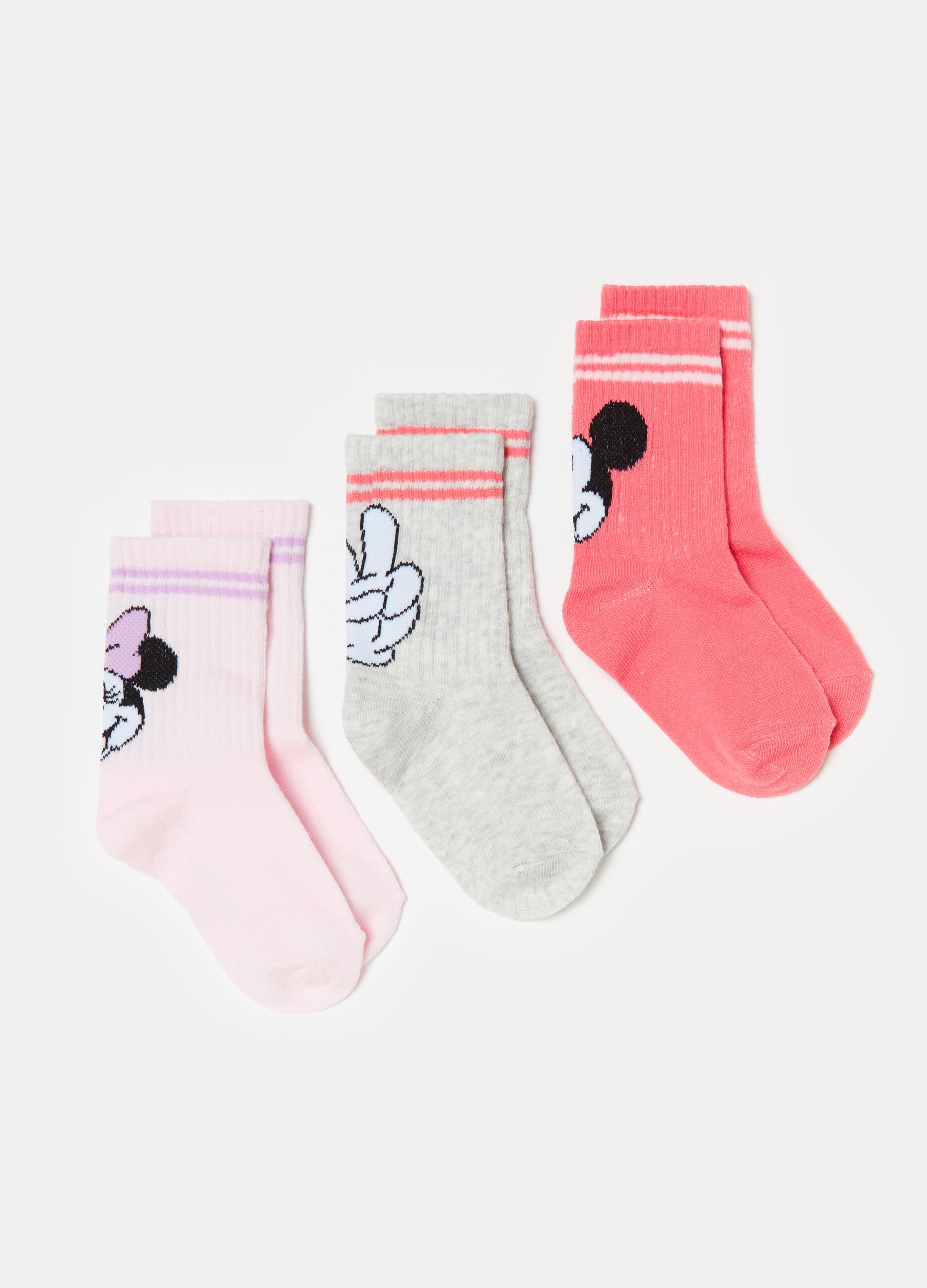 Three-pair pack short socks with Minnie and Mickey Mouse