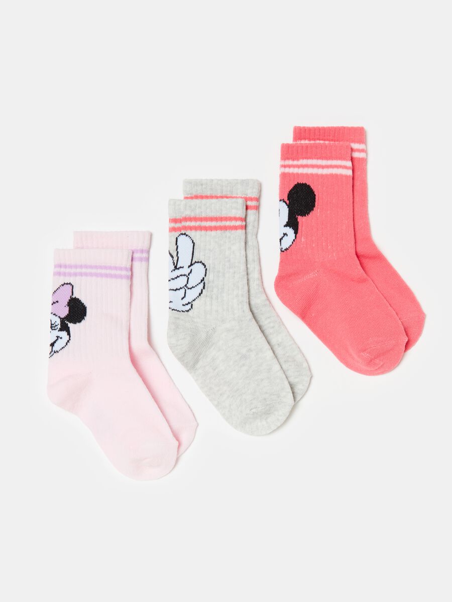 Three-pair pack short socks with Minnie and Mickey Mouse_0