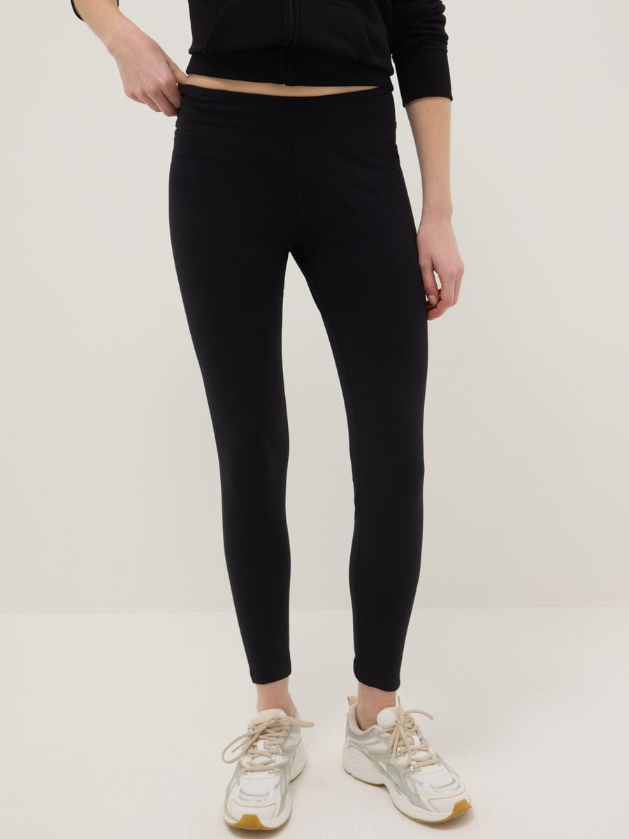 Schwarze Slim-Fit Leggings aus elastischer Baumwolle_1