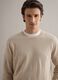 Beige Regular-Fit Pullover aus Baumwolle und Leinen mit Rundhalsausschnitt_3