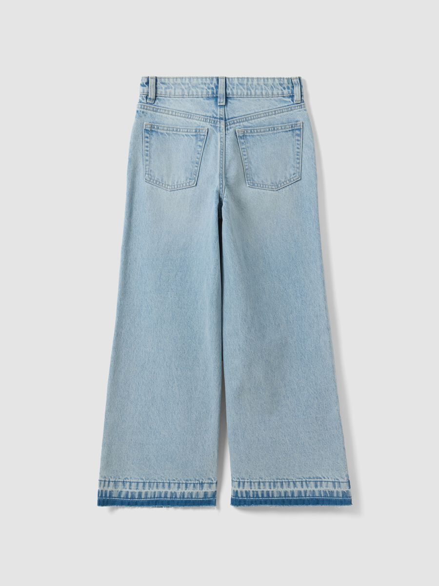 Blue culotte jeans in pure cotton for girls_0