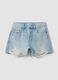 Light blue pure cotton denim shorts_4