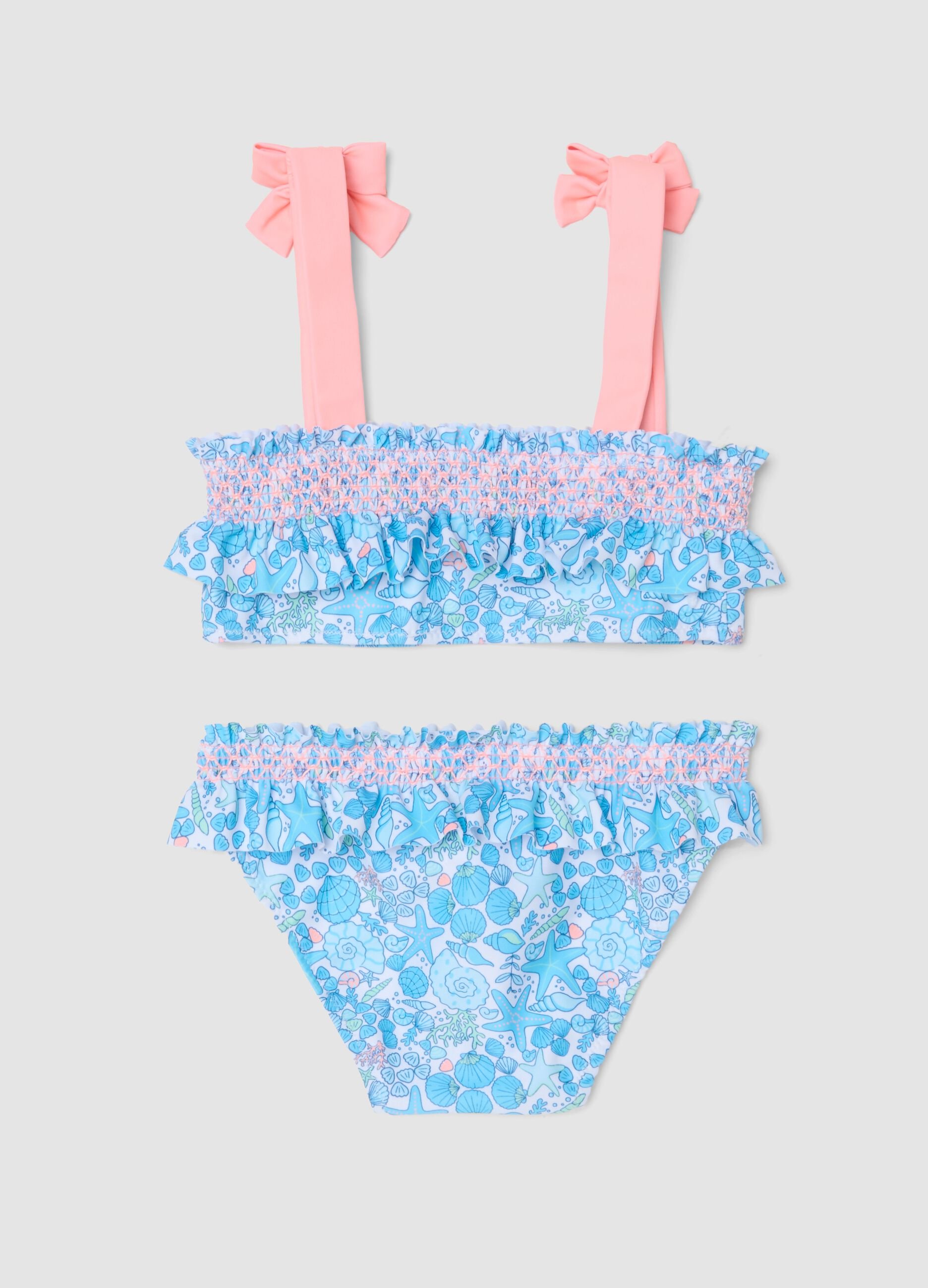 Blue girls&rsquo; bikini with nautical print