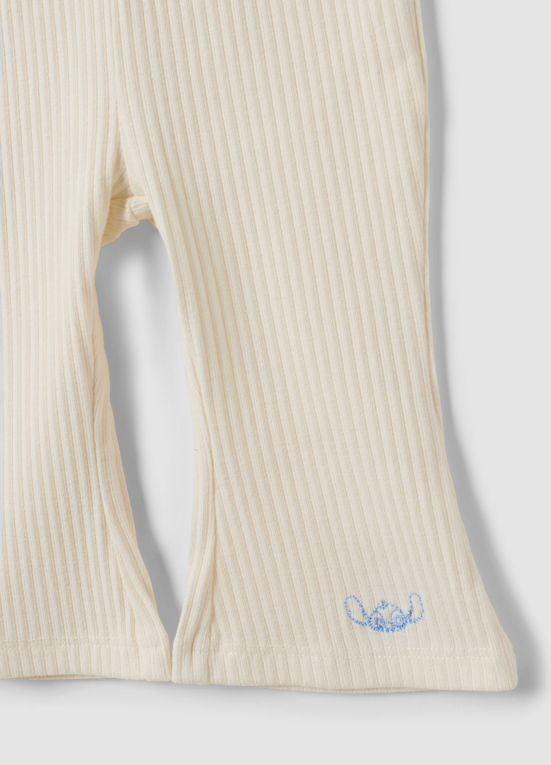 Completo beige in puro cotone organico con stampa Lilo e Stitch per neonata