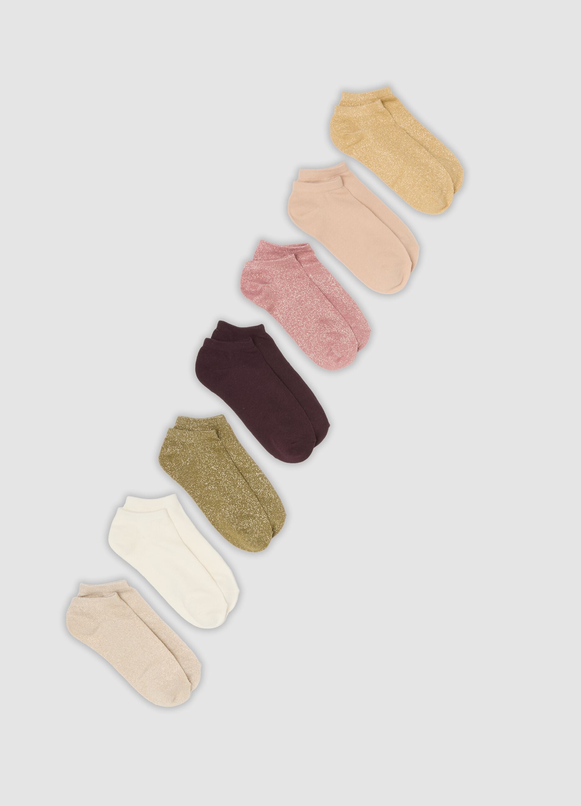 Seven-pack of multicolour stretch organic cotton socks with glitter