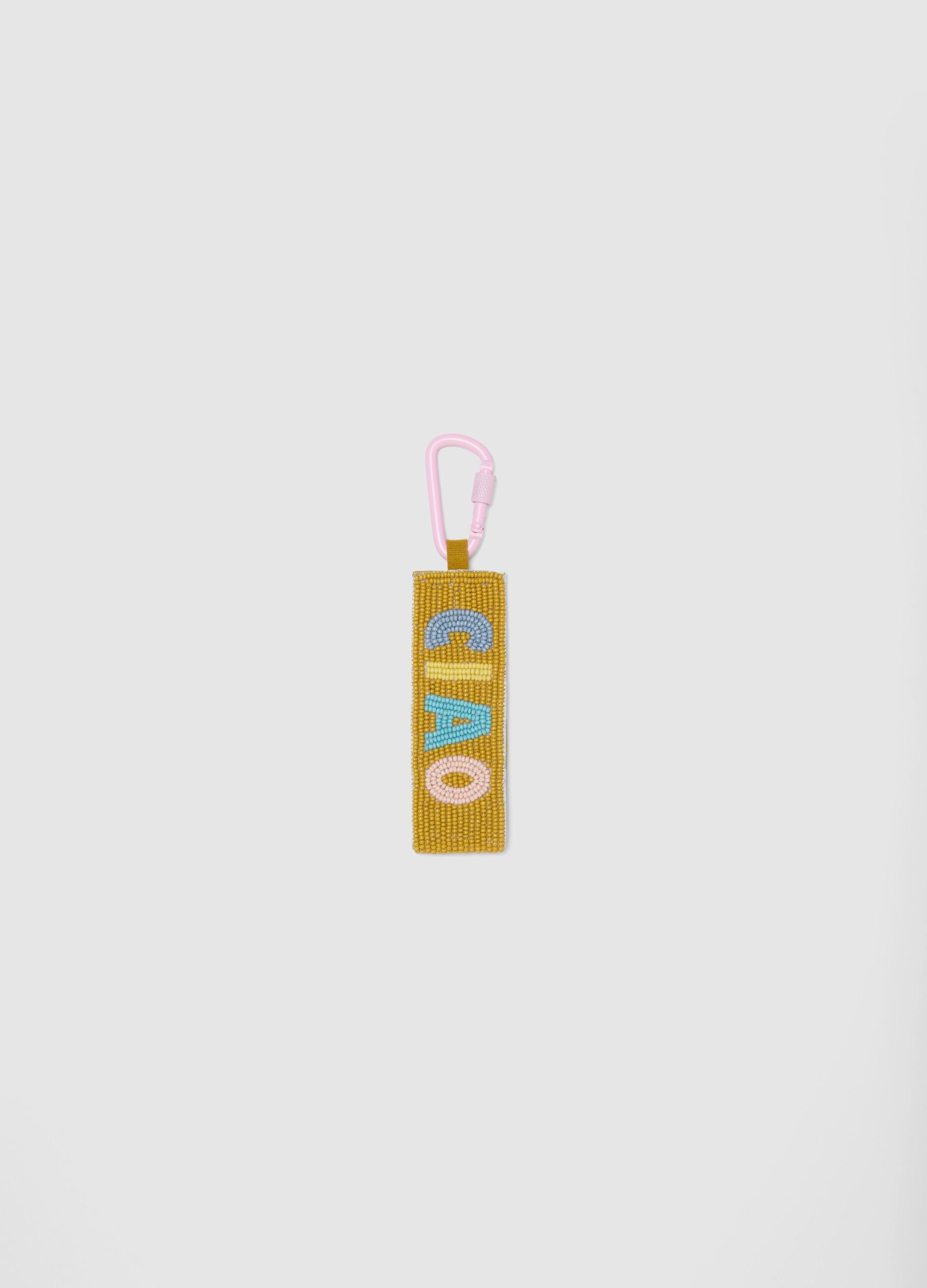 Multicolour Keychain with Embroidered Text