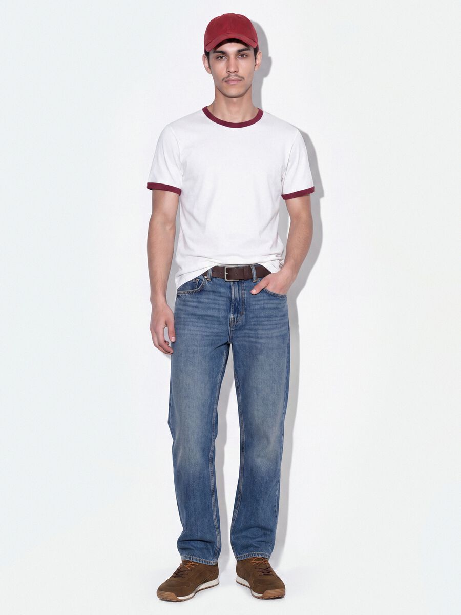 White crew-neck fitted T-shirt in pure cotton_1