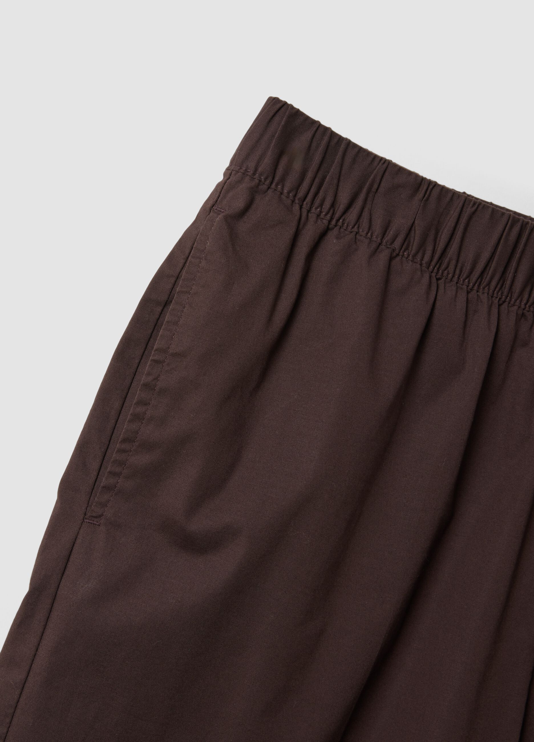 Braune Wide-Leg-Hose aus Stretch-Baumwolle