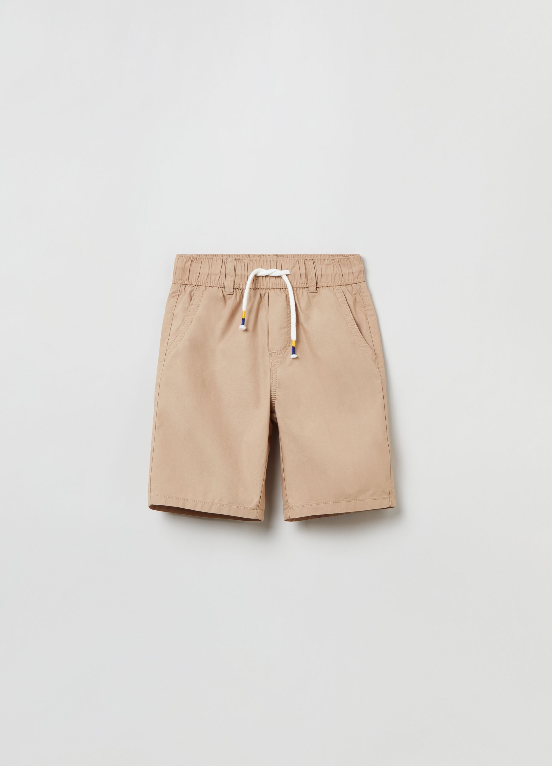 Cotton Bermuda shorts with drawstring