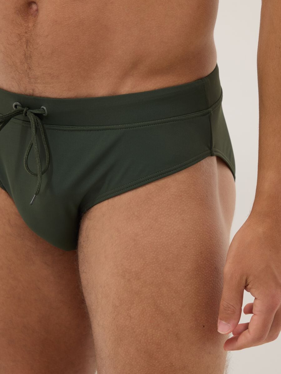 Green stretch fabric swim briefs_3