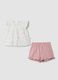 Conjunto para beb&eacute; menina em algod&atilde;o branco e rosa, ajuste regular_0