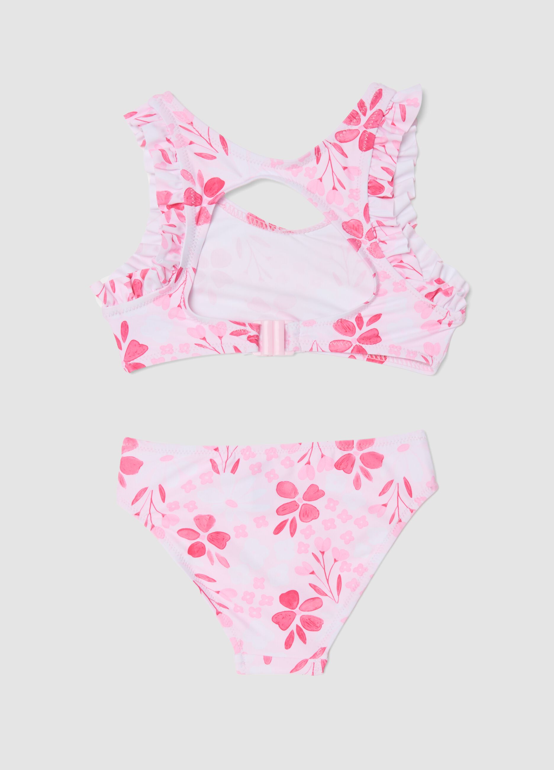 Pink stretch bikini with frills