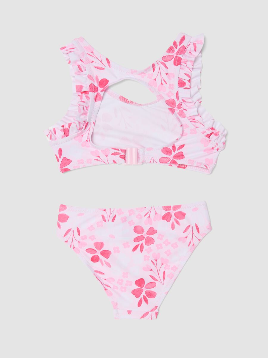 Pink stretch bikini with frills_1