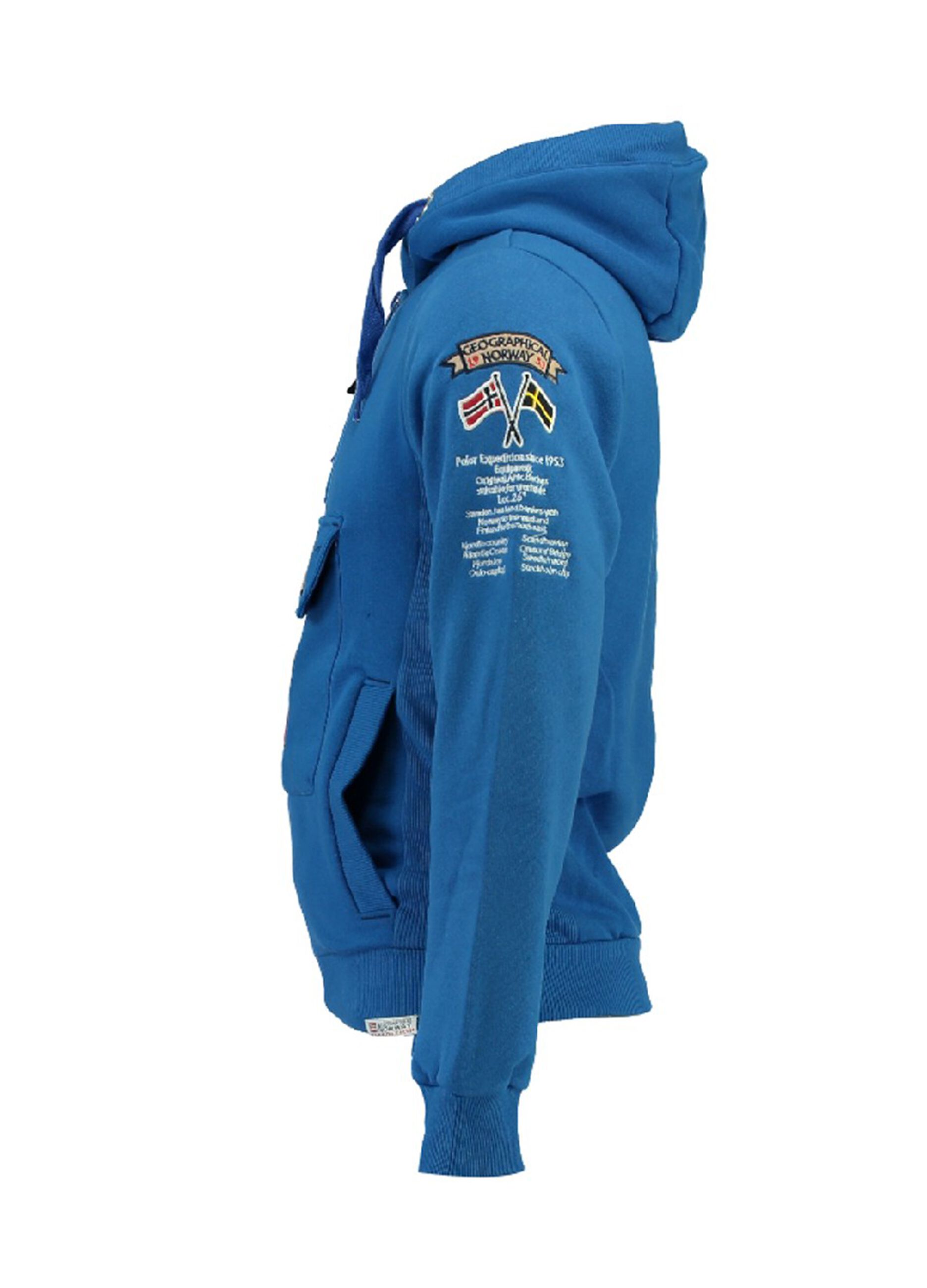 Sudaderas Con Cremallera Hombre  Geographical Norway Sudadera con capucha  y cordones para hombre Azul marino - Enikma