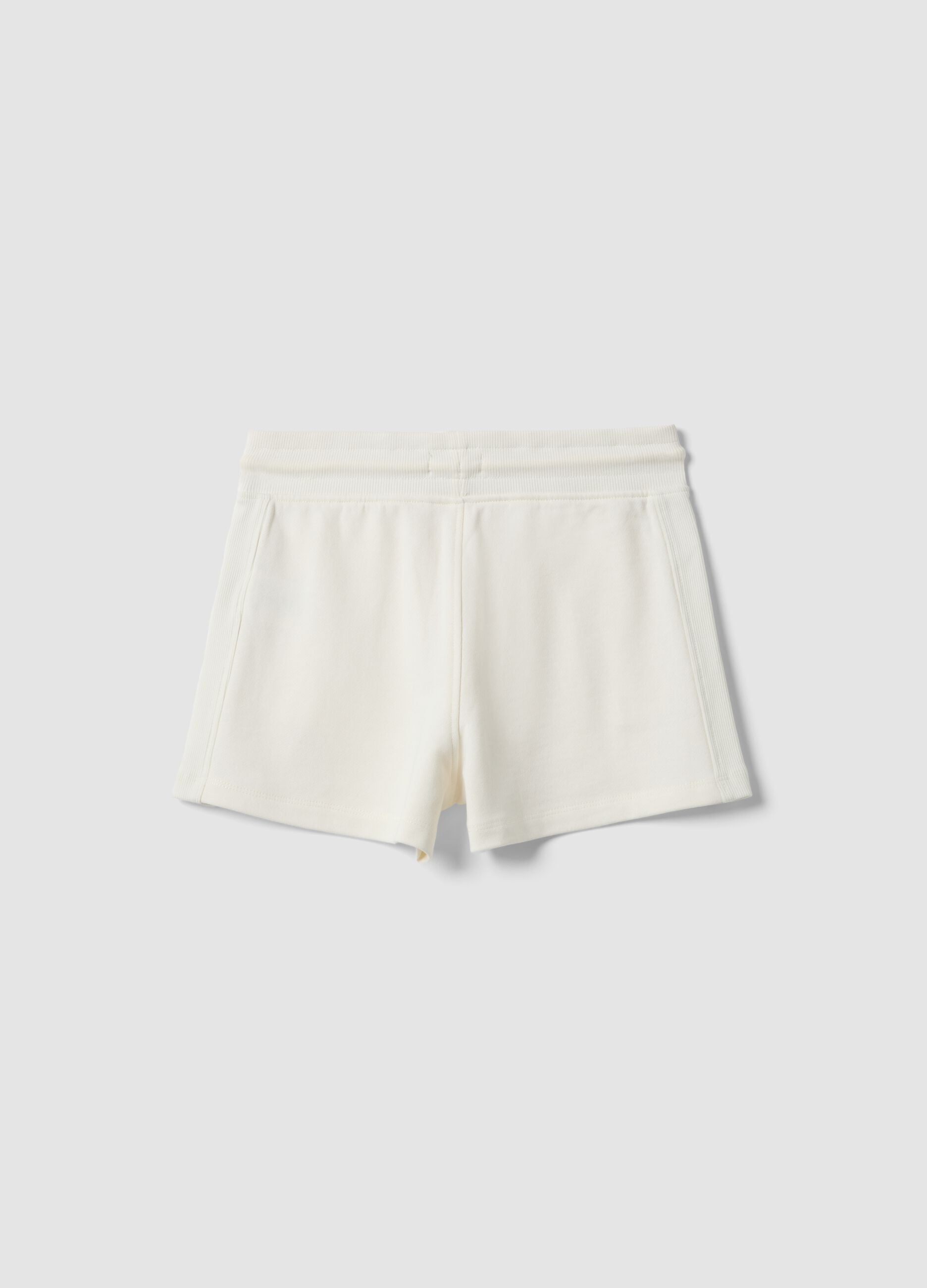 Wei&szlig;e M&auml;dchen-Shorts aus 100% Bio-Baumwolle mit elastischem Bund