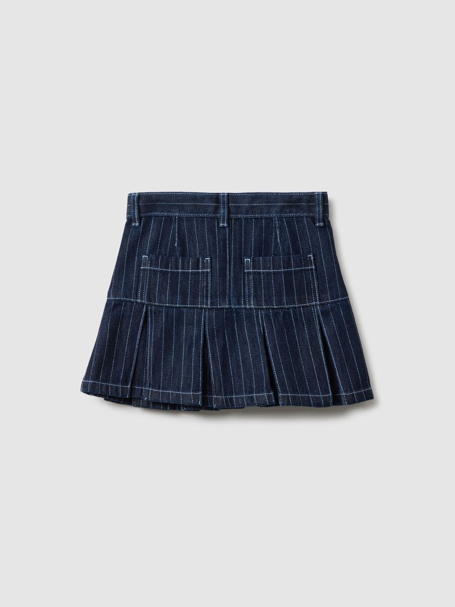 Girl's regular fit blue cotton-blend skirt with contrast stitching_1