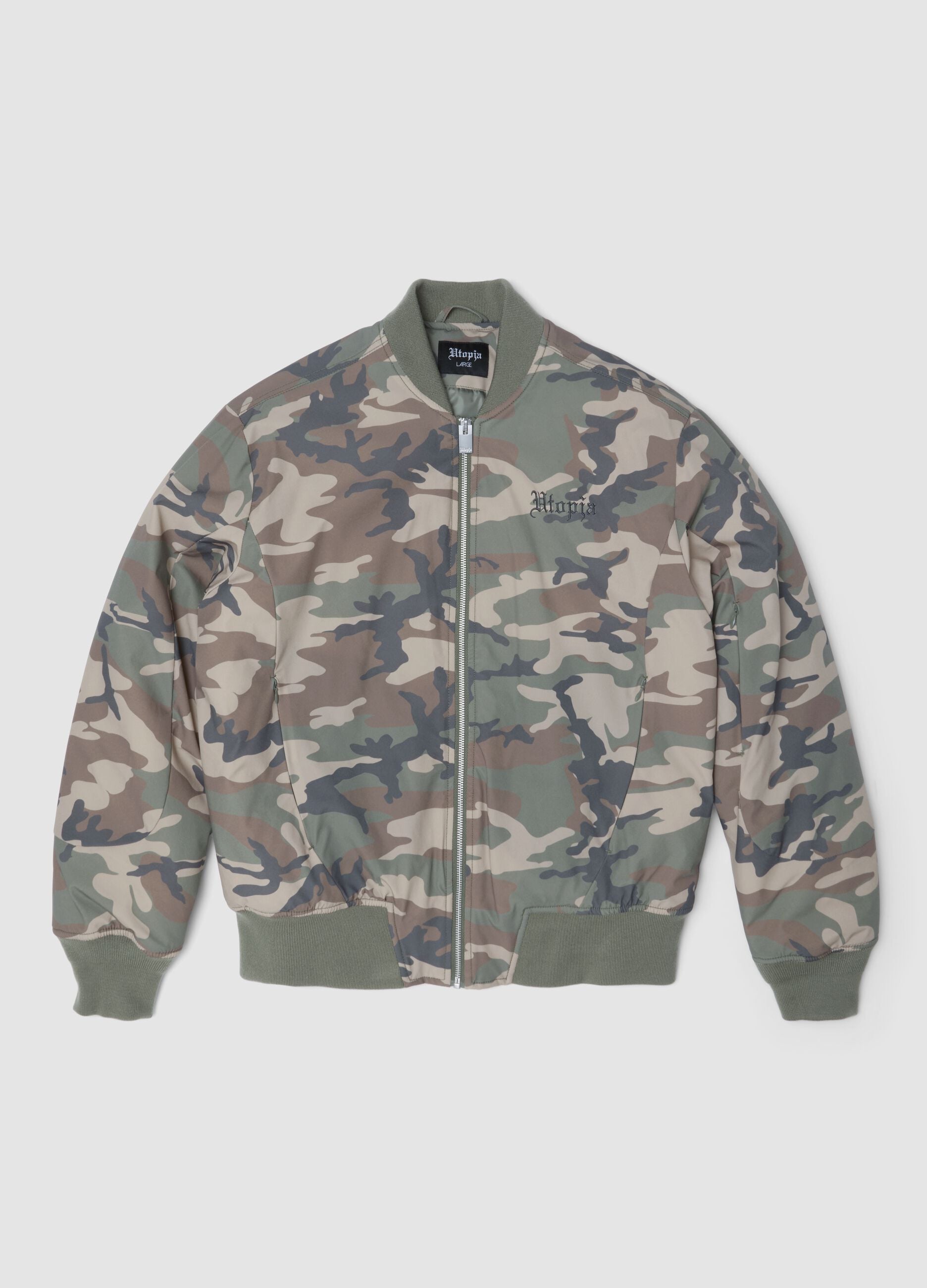 Nylon Camo Bomber Jacket