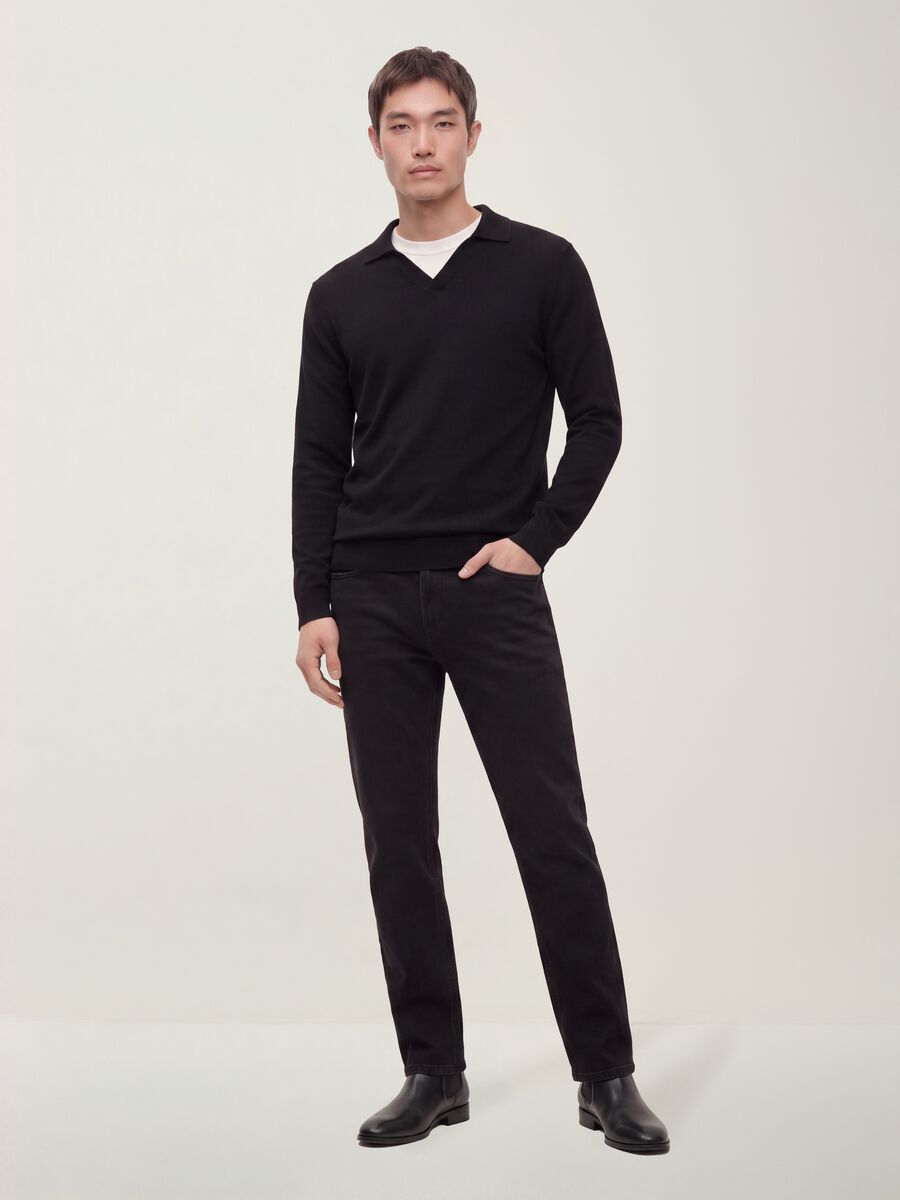 Black regular-fit jeans in a cotton, lyocell and viscose blend_0