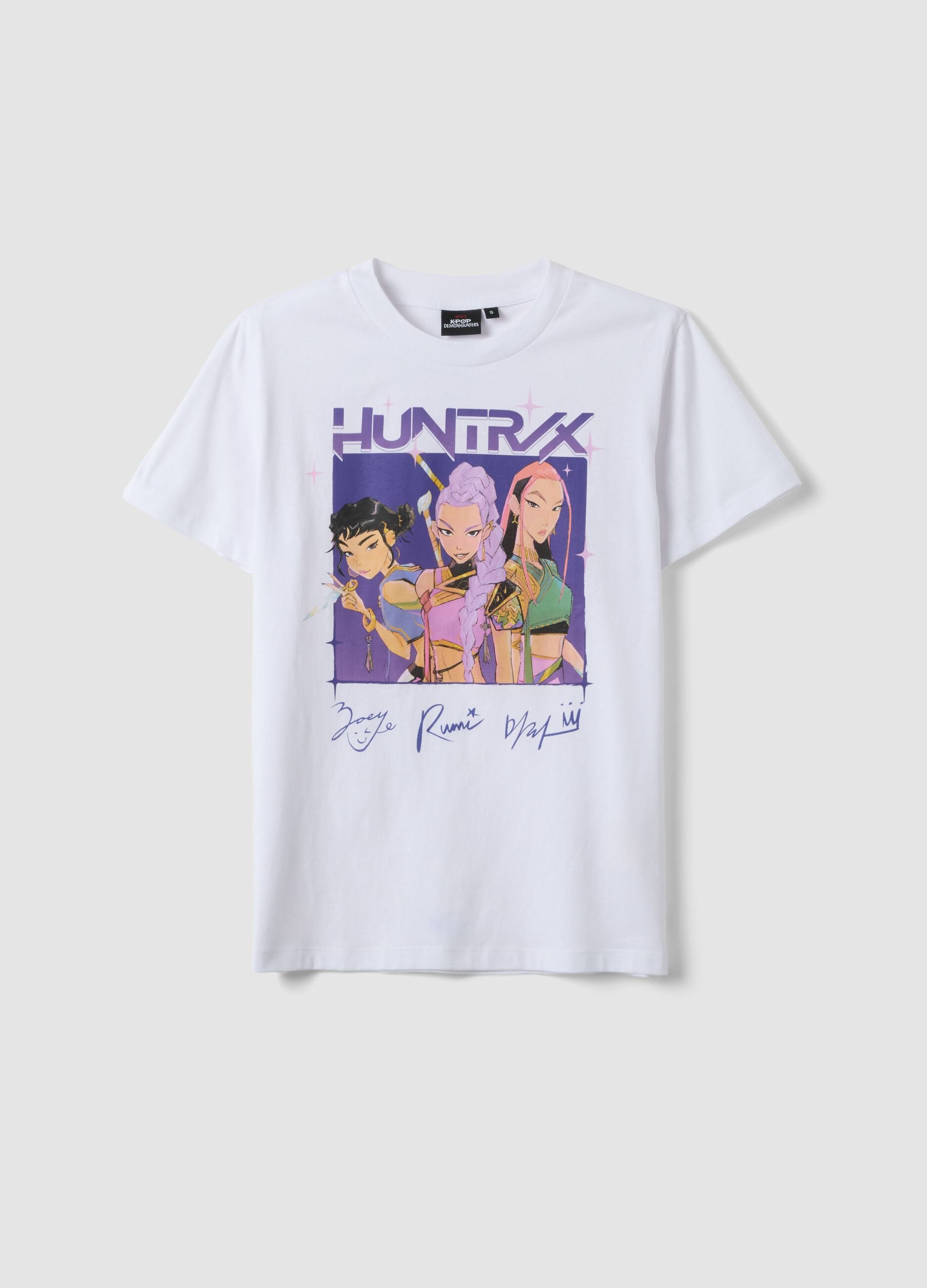 White pure cotton regular fit T-shirt with print
