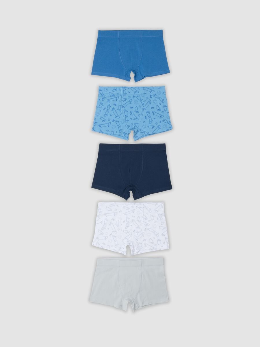 Pack of five multicolour midi boxer shorts in stretch organic cotton_0