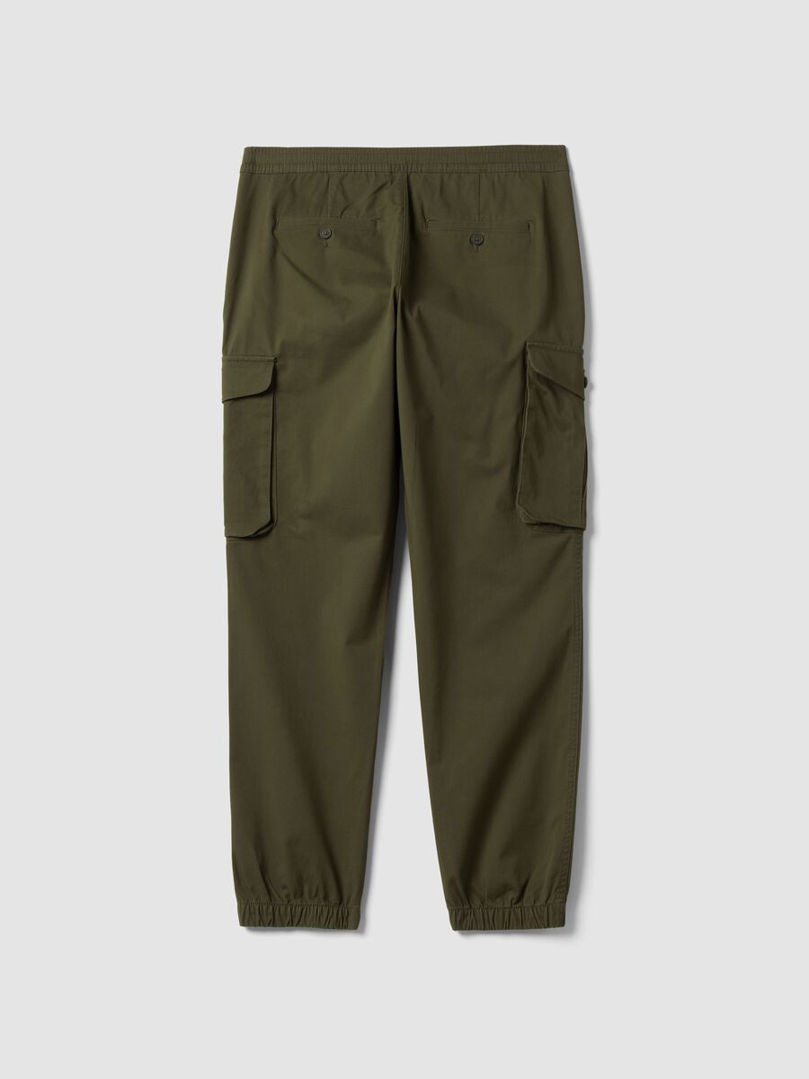 Green slim-fit stretch cotton cargo trousers_2