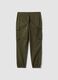 Green slim-fit stretch cotton cargo trousers_2
