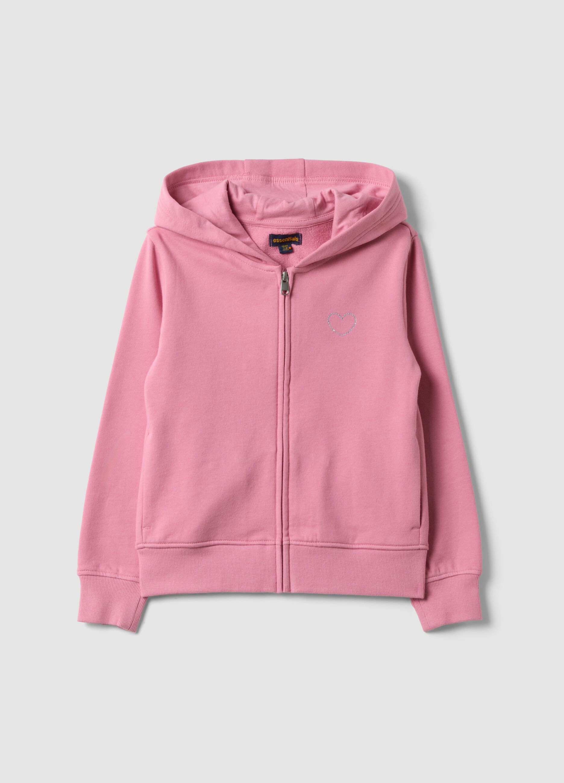 Girls&rsquo; pink organic cotton hooded sweatshirt