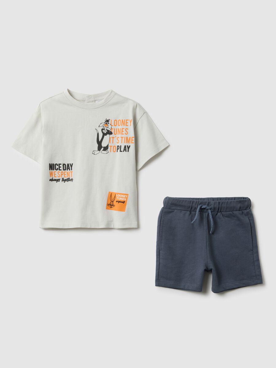 Multicolour pure cotton t-shirt and shorts set for regular fit boys_0