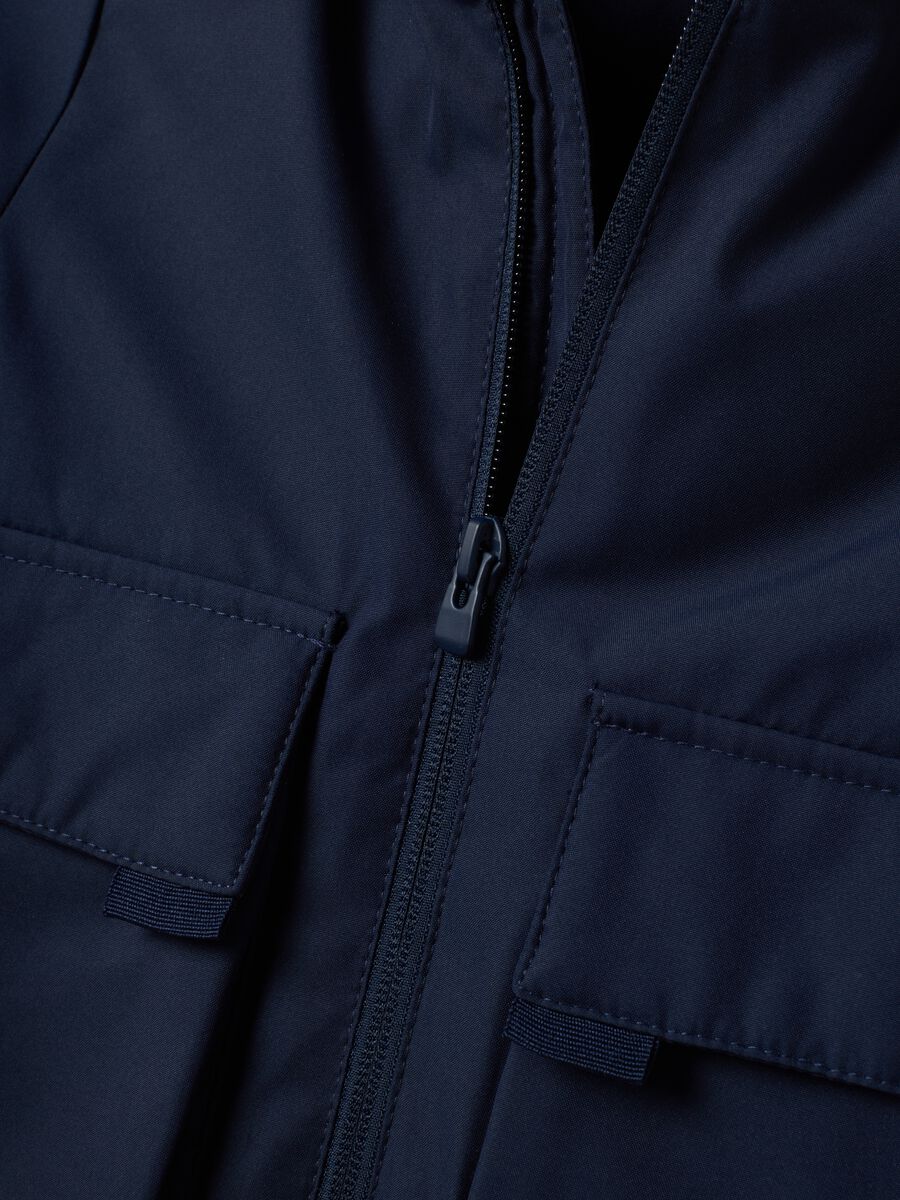 Giacca blu imbottita con cappuccio e zip per bimbo_2