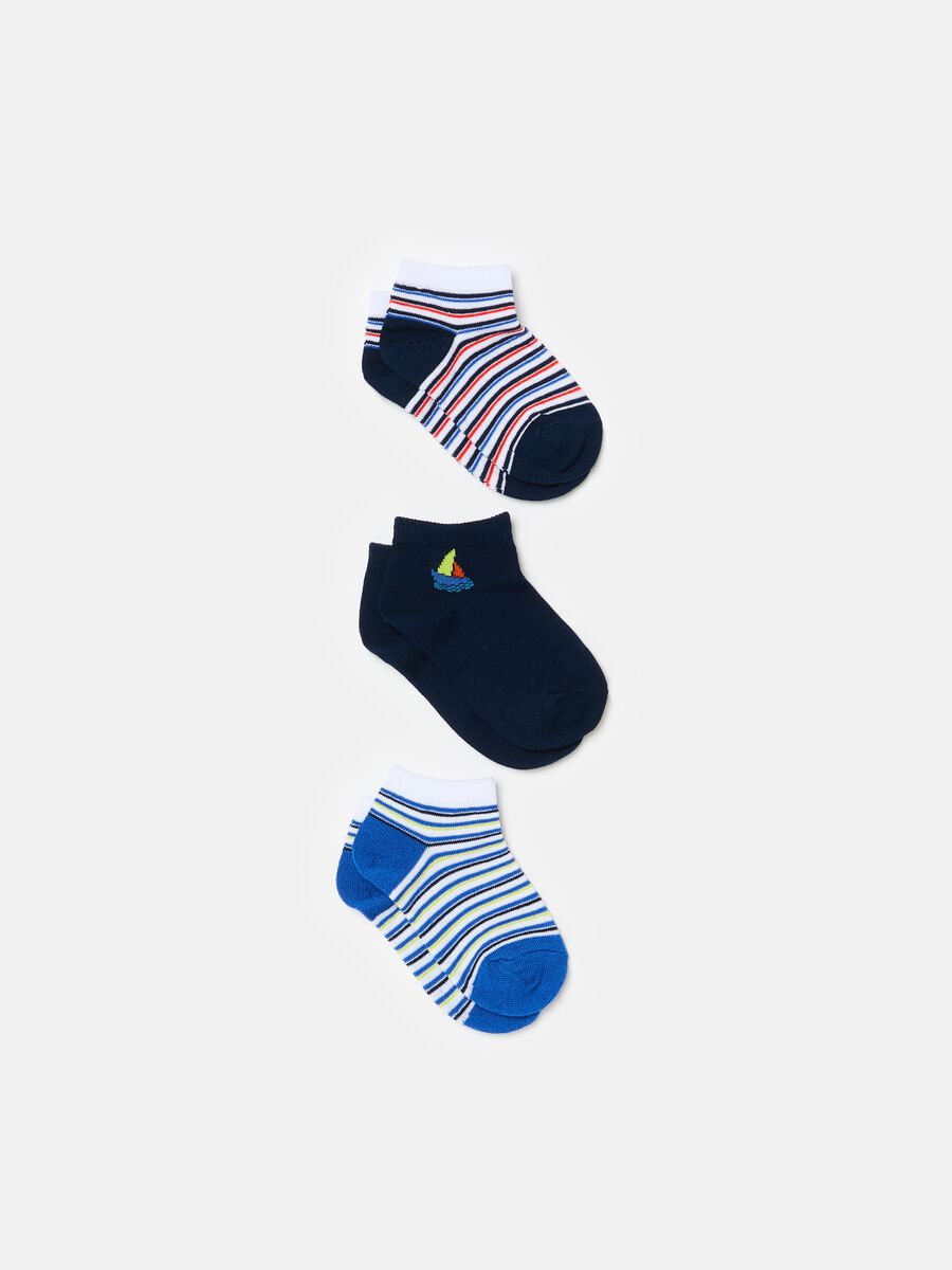 Three-pack short socks with striped pattern_0