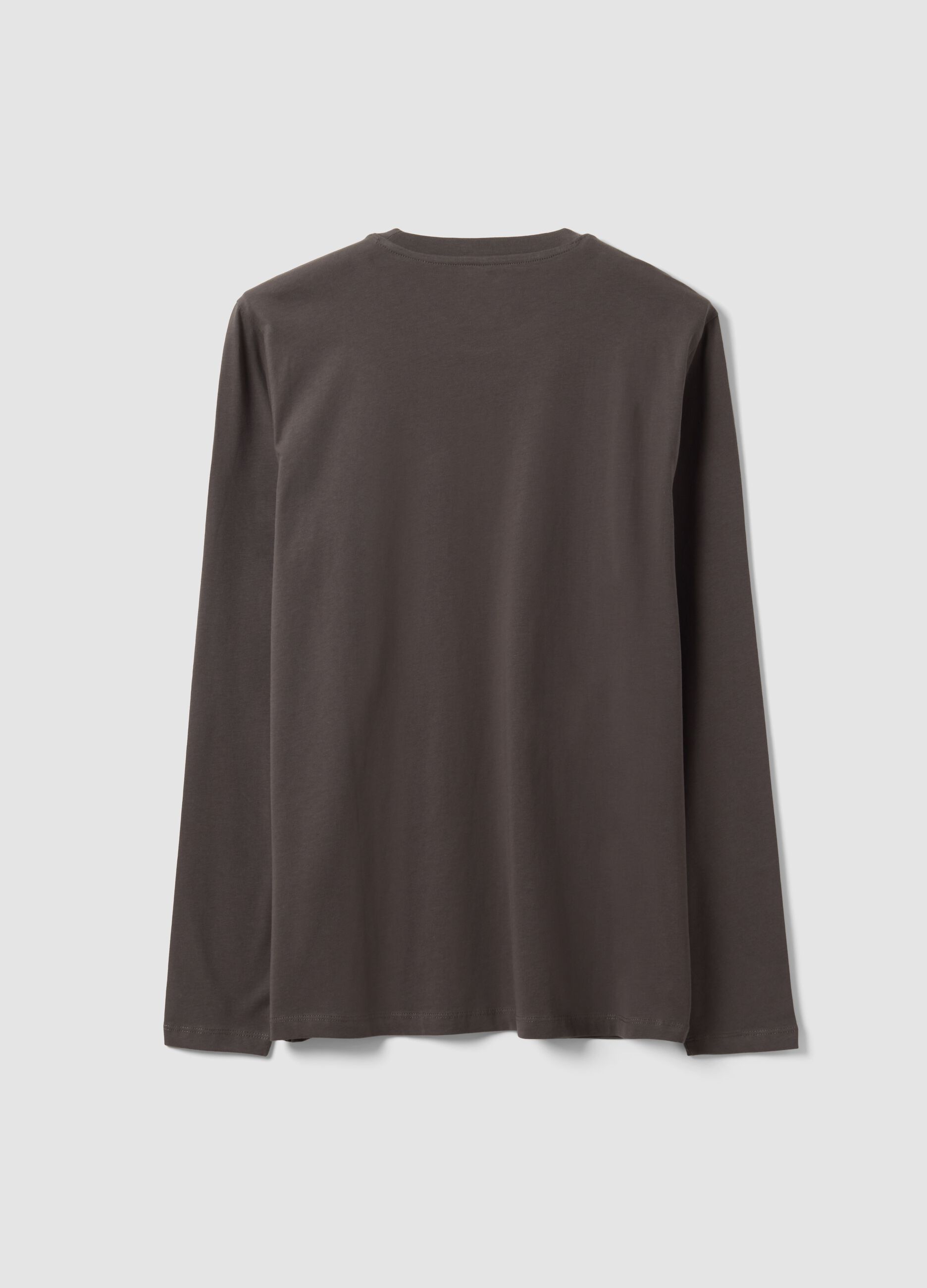 Graues Herren-Langarmshirt aus 100 % Bio-Baumwolle mit Rundhalsausschnitt