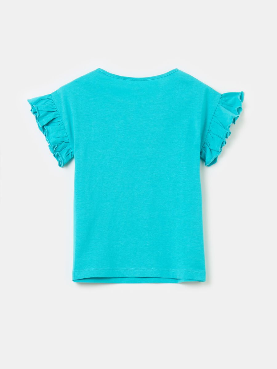 Cotton T-shirt with small pocket and frills_1