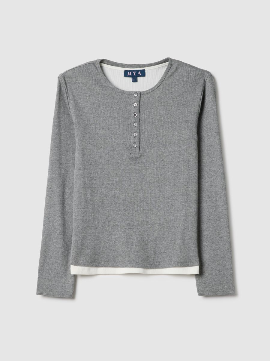 Multicolour pure cotton regular fit jumper with Henley collar_0