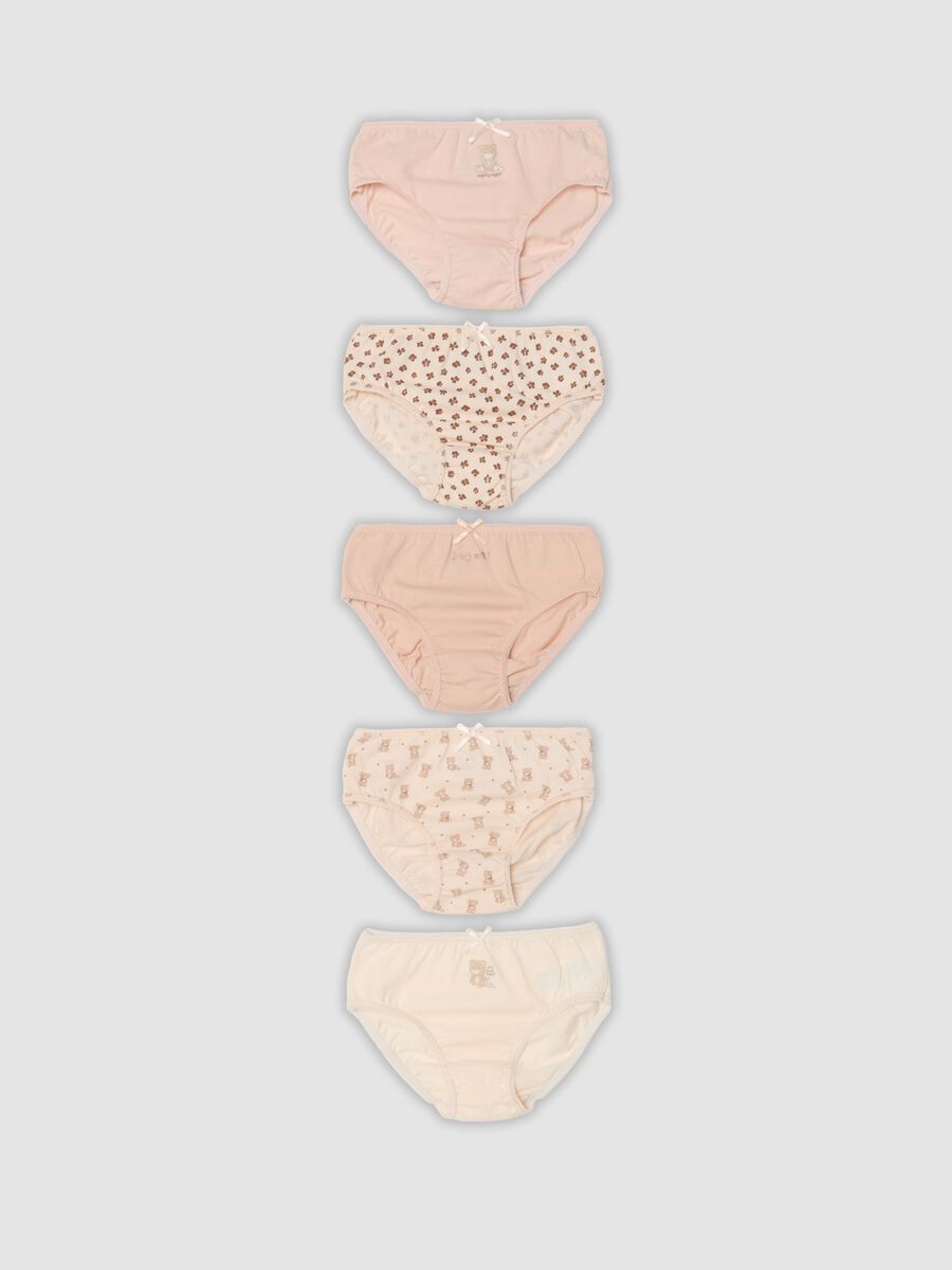 Pack of five multicolour baby girl briefs in pure organic cotton_0