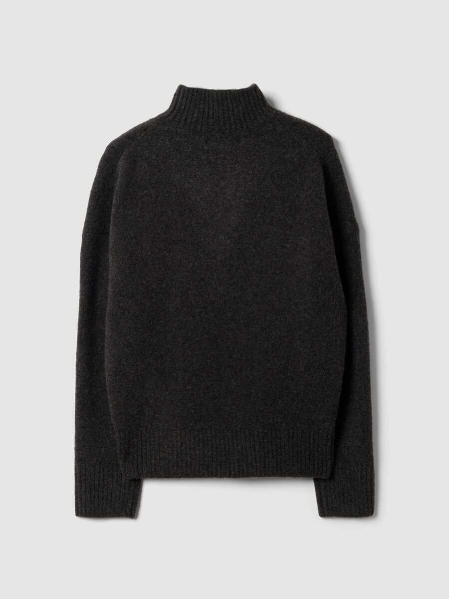 Anthracite grey stretch wool jumper with stand-up collar_5