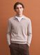 Beige long-sleeve pure cotton polo shirt_2