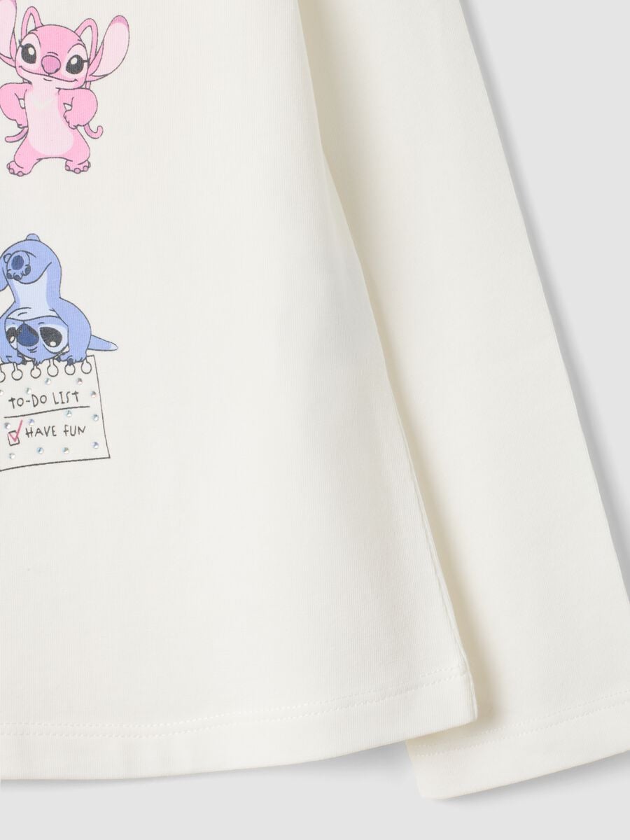 White stretch cotton T-shirt with Lilo & Stitch print, regular fit_3