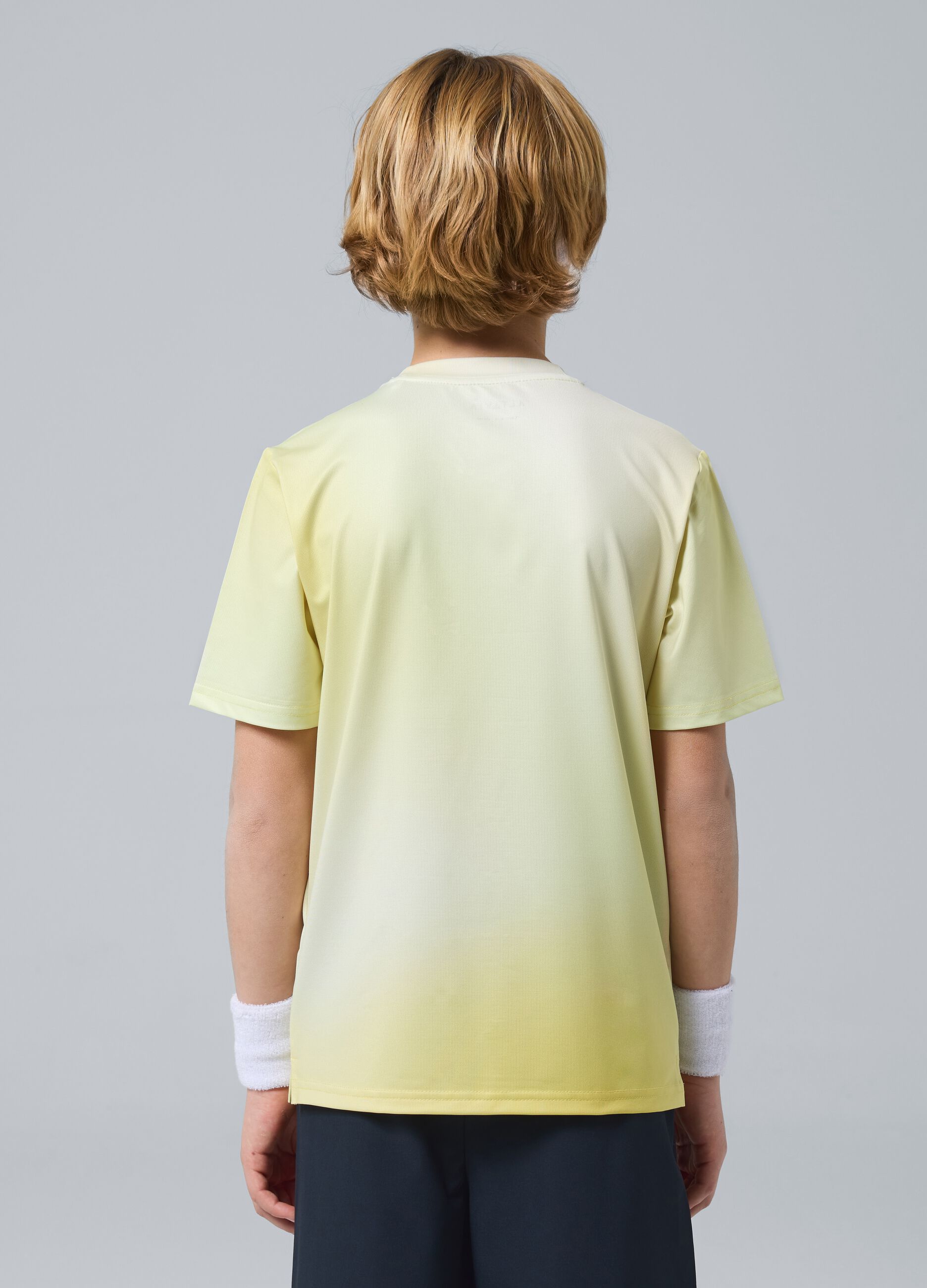 Gelbes Sport-T-Shirt ALTAVIA COURT f&uuml;r Jungen aus elastischem Funktionsmaterial mit Tie-Dye-Effekt