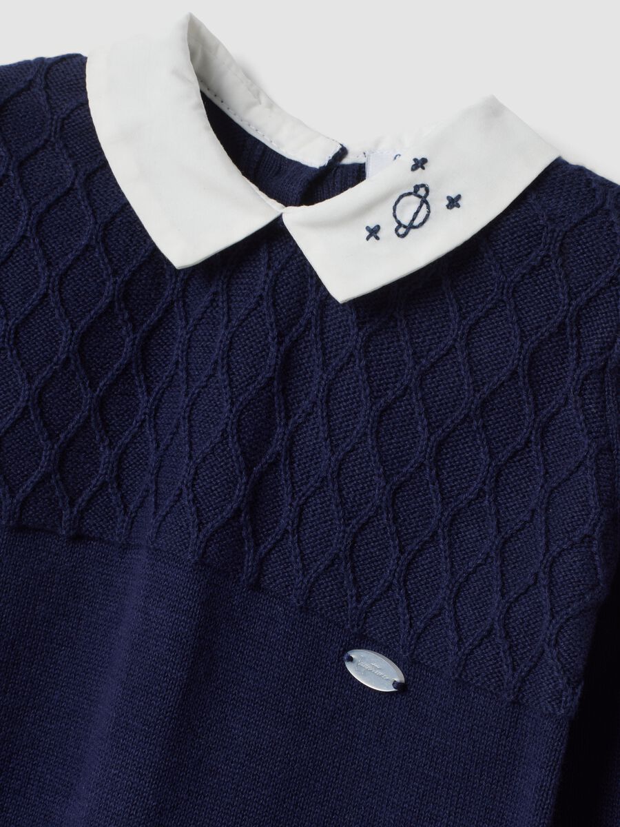 Tutina blu notte in puro cotone organico con colletto_2