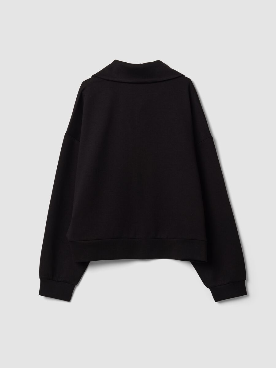 Schwarzes Full-Zip-Sweatshirt aus elastischer Viskose mit Kragen_2