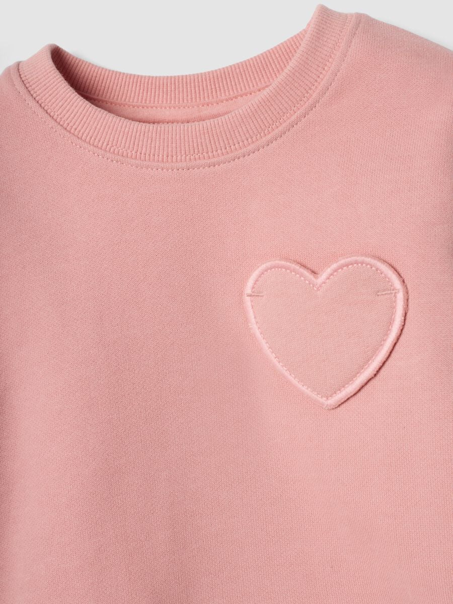 Pink pure cotton set with crew-neck sweatshirt_2