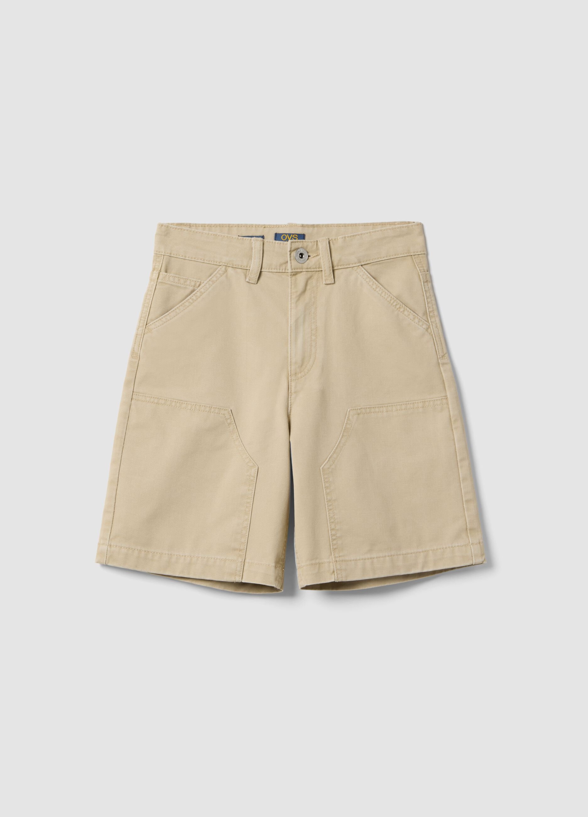 Boys' comfort fit beige pure cotton shorts