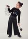 T-shirt nera in cotone elasticizzato con Collo rialzato_1