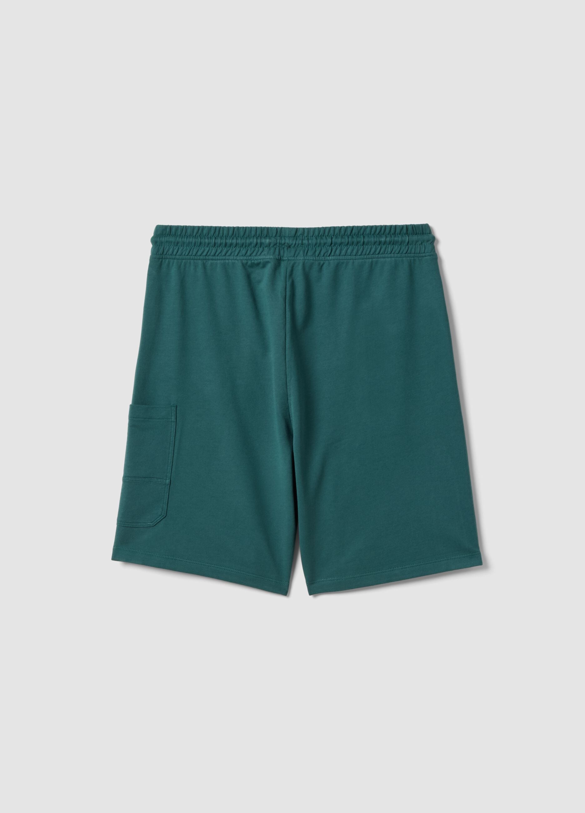 Boys oversized fit green pure cotton cargo shorts