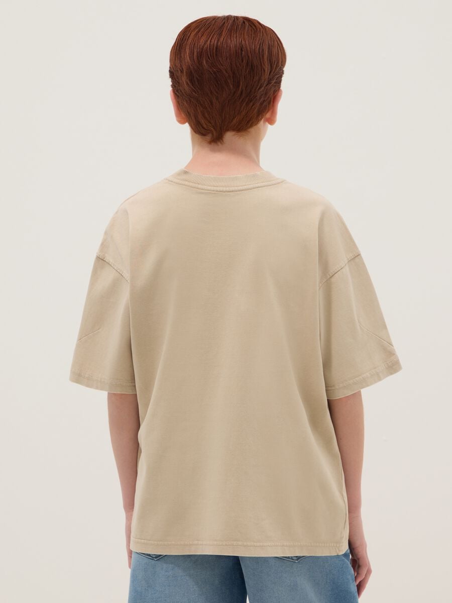 Beige pure cotton short-sleeve boys&rsquo; T-shirt, oversized fit_1