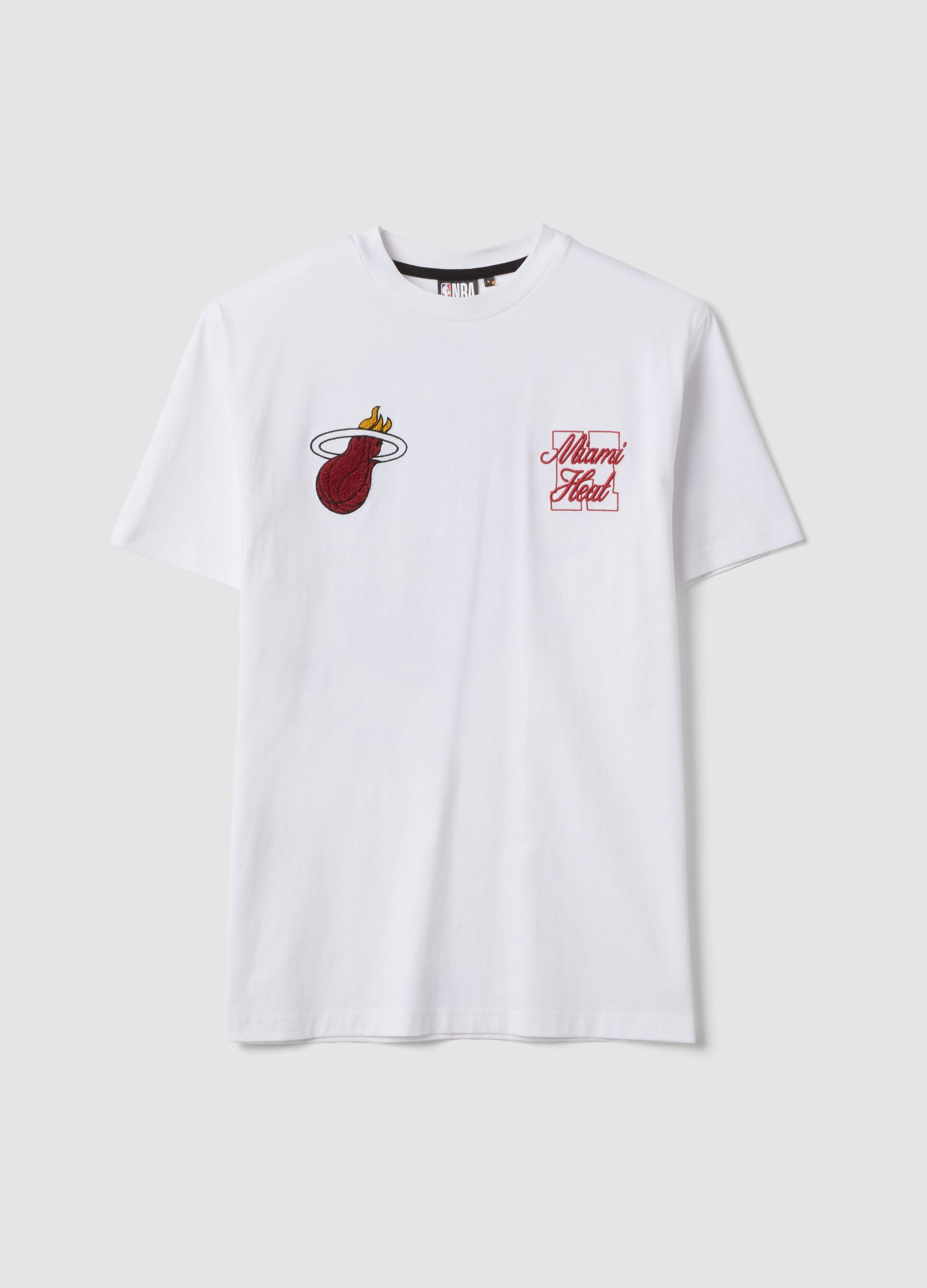 Wei&szlig;es T-Shirt aus reiner Baumwolle mit gesticktem Miami-Heat-Logo